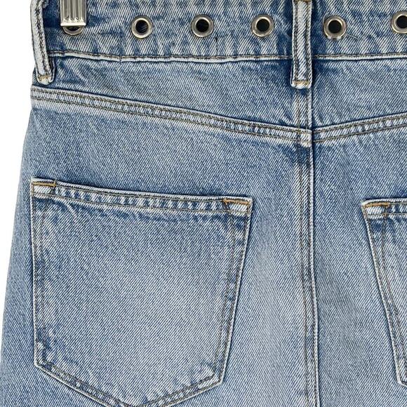 ALLSAINTS LILA GROMMET RAW HEM COTTON DENIM‎ SKIRT IN BLUE NWT WOMEN'S SIZE 4 - Picture 6 of 15